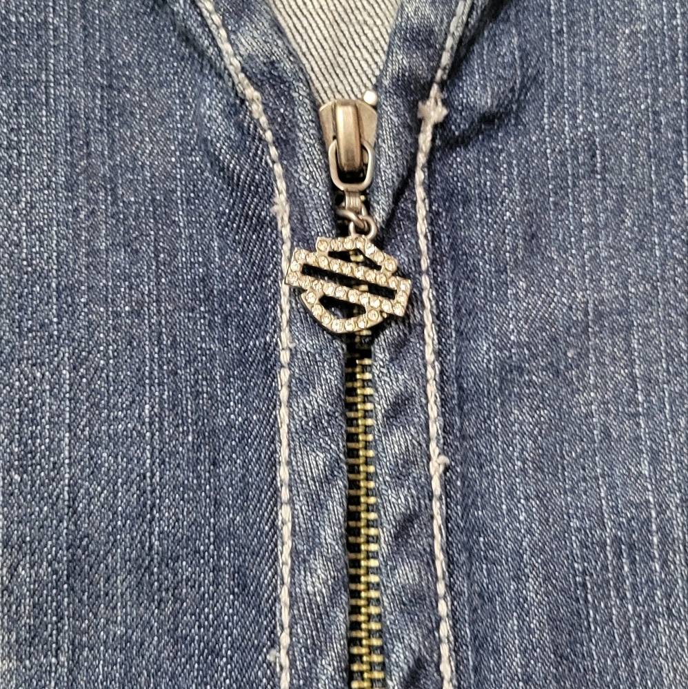 Harley-Davidson Denim Blue Lace-Up Vest - Picture 3 of 9
